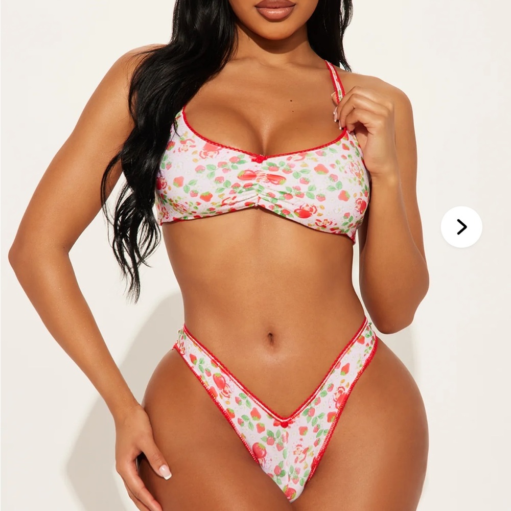 Fashion Nova Red and Green Bikini Set